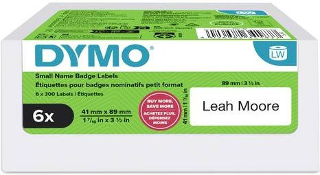 DYMO LabelWriter Etiketten Weiß, 6 Rollen, Rechteckig, B: 8,9 cm, H: 4,1 cm, Ablösbar, FSC-zertifiziertes Papier - Bild 1