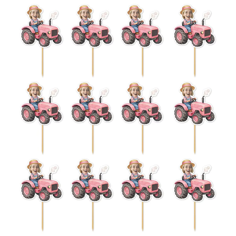 Personalisierter Cupcake-Topper mit Bauernhof-Truck-Muster von cyuan zur Dekoration deiner Geburtstagsparty - Bild 2