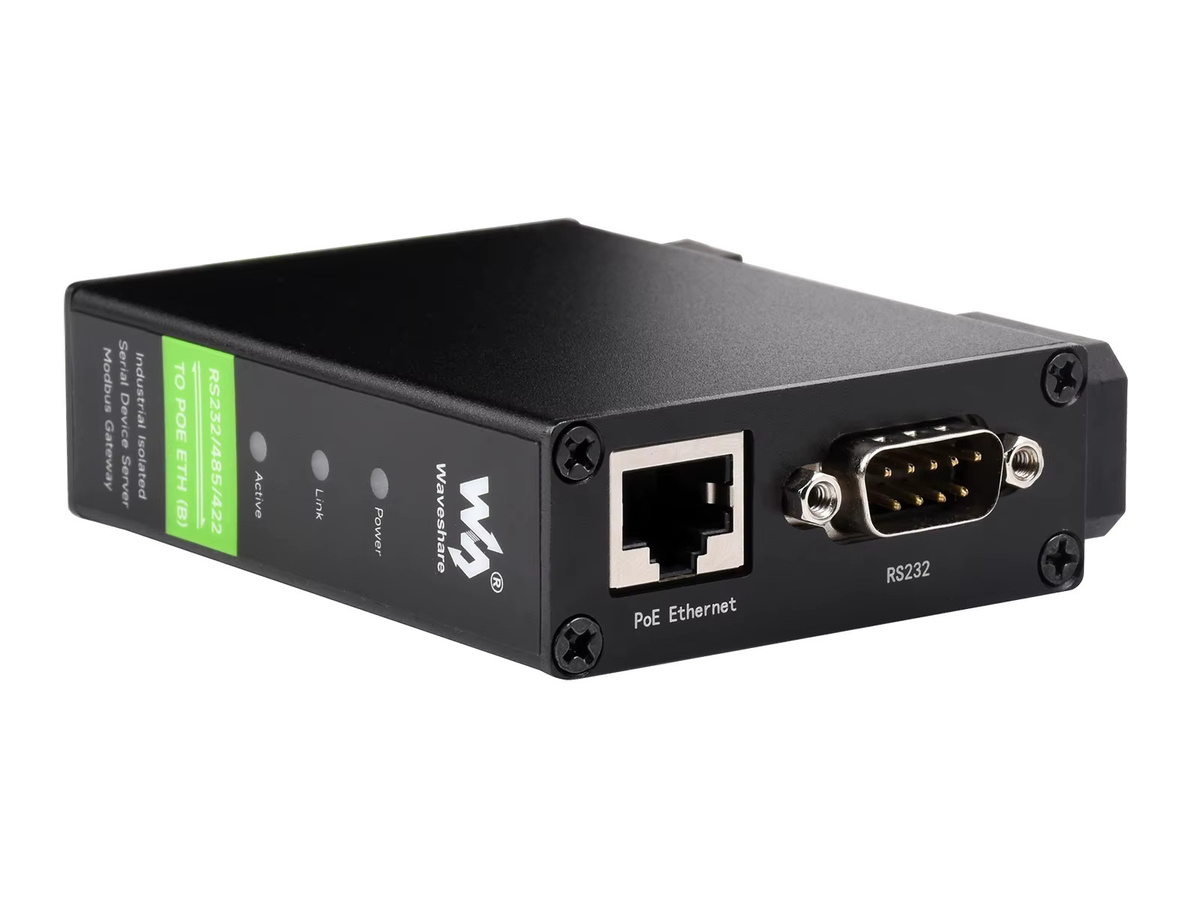 Waveshare Rail-Mount Serial Server RS232/485/422 zu RJ45 Ethernet-Modul, TCP/IP zu seriell, Modbus und MQTT Gateway, Schwarz - Bild 2