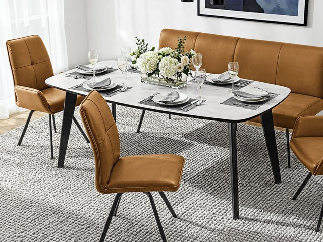 Esstisch vito BELLSIZE VARDE modern rechteckig in Eiche mit abgerundeten Ecken, Farbe: Beige/Weiß, B/T/H: 100 x 76 x 76 cm - Bild 1