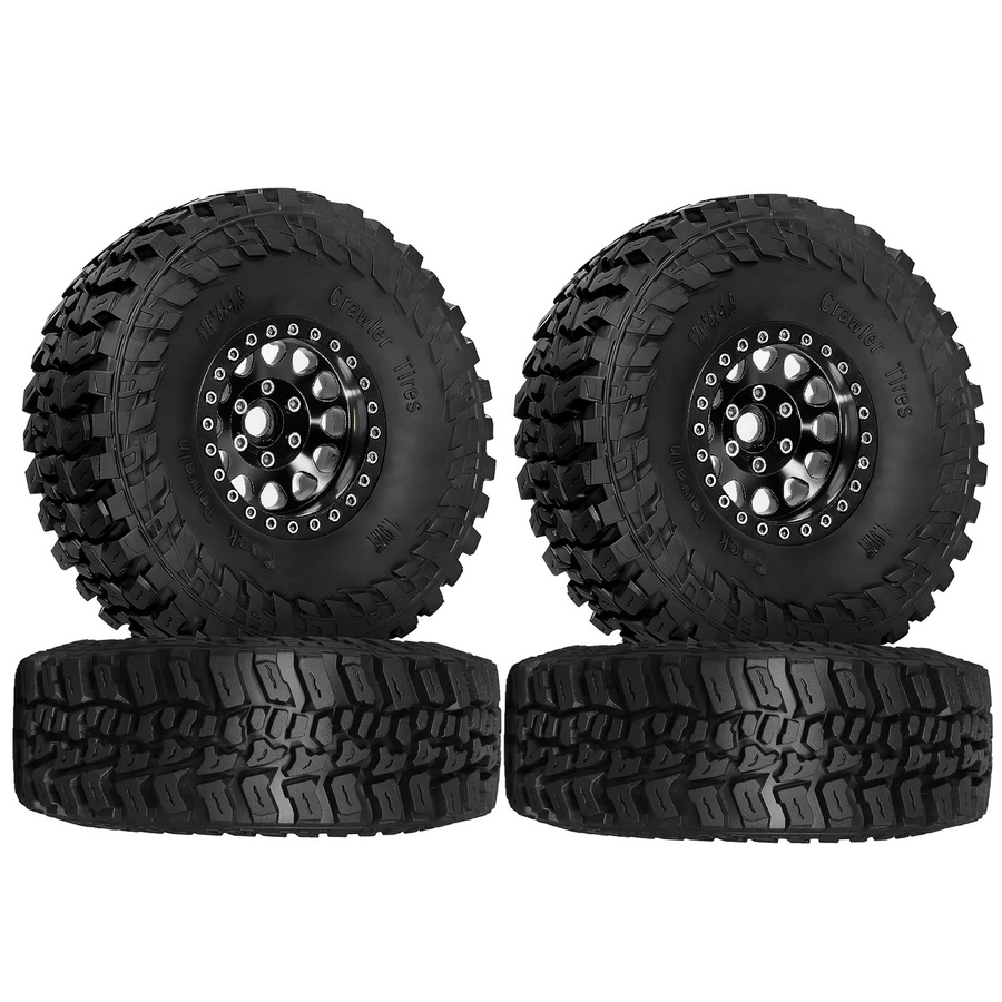 1,9 Zoll Beadlock-Räder und Reifen-Set, schwarz, RC-Crawlerfelgen - Bild 2