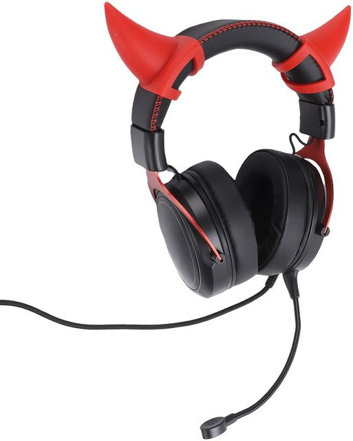 KaiSai Gaming-Headset Kabelgebunden mit RGB-Beleuchtung und Geräuschunterdrückung Over-Ear-Kopfhörer mit Mikrofon für PC in Schwarz-Rot - Bild 1