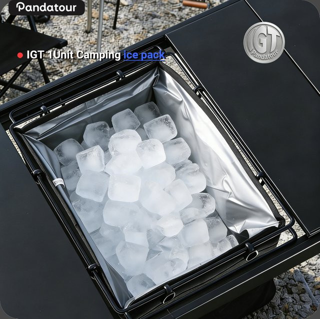 Pandatour IGT 1-Einheit Campingtisch mit Eiskübel und Isoliertaschen in Schwarz - Bild 1