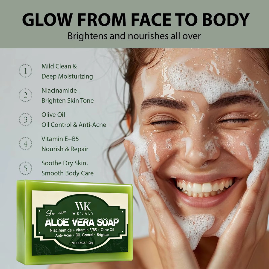 WK JALY Aloe Vera Seife mit Vitamin E und Olivenöl, Gesicht und Körper - Bild 2
