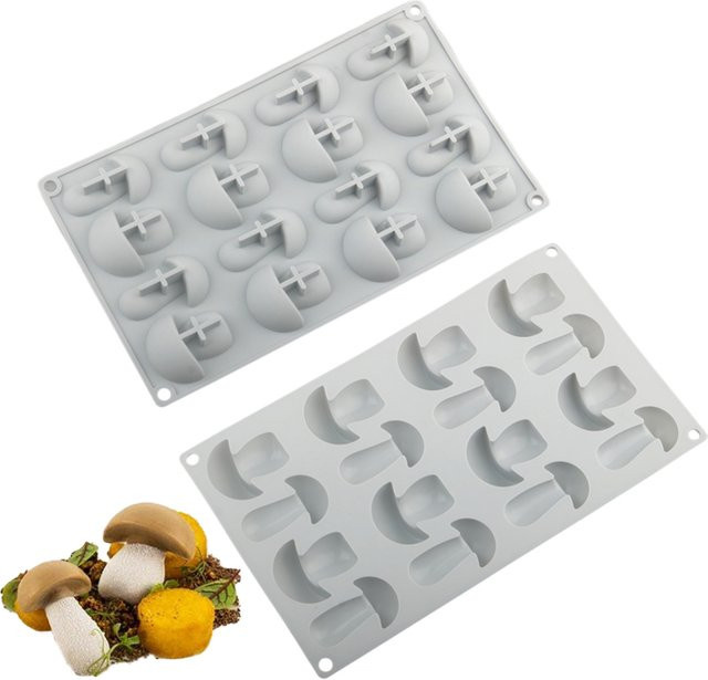 Meibum Silikon-Kuchenform für 3D- und Flocken-Pilz-Dekorationen in Grau - Bild 1
