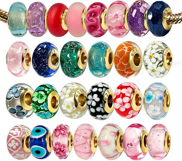 STYFNE Charm-Perlen, 925 Silber, vergoldet, Murano-Glas, Damen - Bild 1