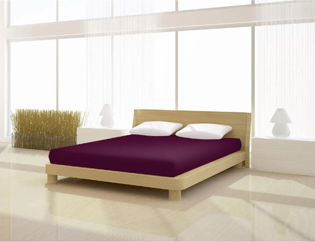 Mr. Sandman Spannbetttuch de luxe aus Elastan und Baumwolle, Lila, B/T: 180 x 200 cm, H: 220 cm - Bild 1