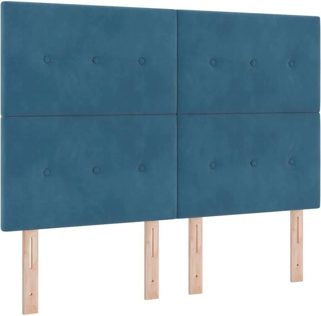 vidaXL LED Boxspringbett mit Matratze Dunkelblau Stoff B/T/H: 160 x 200 x 280 cm - Bild 1