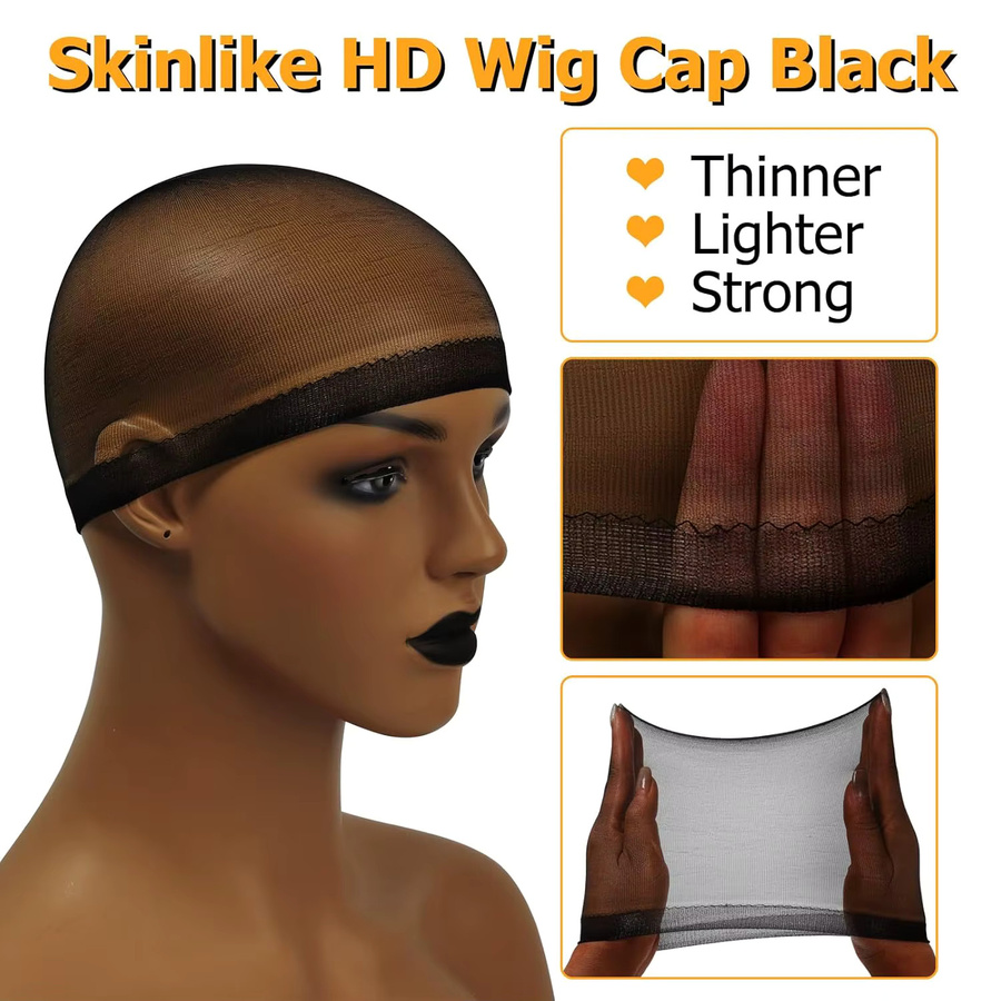 Schwarze HD-Perückenkappe, unsichtbar und atmungsaktiv, Unisex - Bild 6