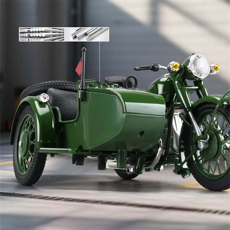 MAKEDA Retro Seite-auto Motorrad Modell, Diecast, 1:10, mit Sound und Licht - Bild 2