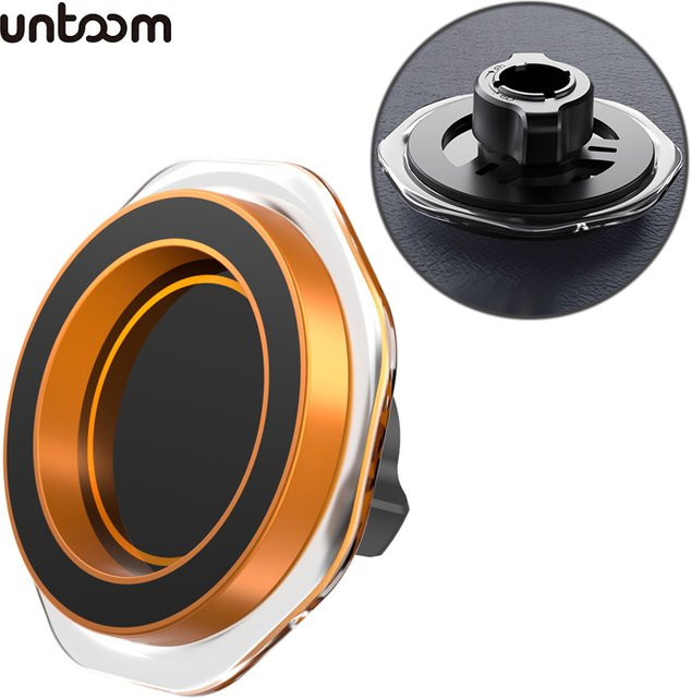 Untoom Universelle Magnetische Auto-Handyhalterung mit MagSafe und 17mm Kugelkopf-Basis in Schwarz und Gelb - Bild 1