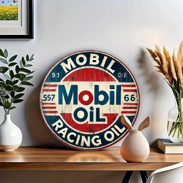 Mobil Racing Vintage Sign Set im Distressed-Look für deine Garage und Wandgestaltung - Bild 1