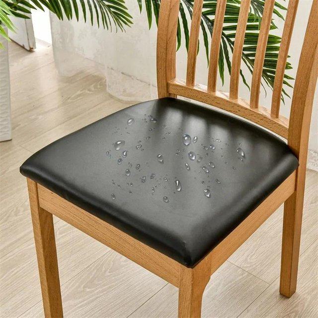 Wasserdichter Stuhlbezug aus PU-Leder in Grau, schmutzabweisender Sitzüberzug für Esszimmerstühle und Bürostühle - Bild 1