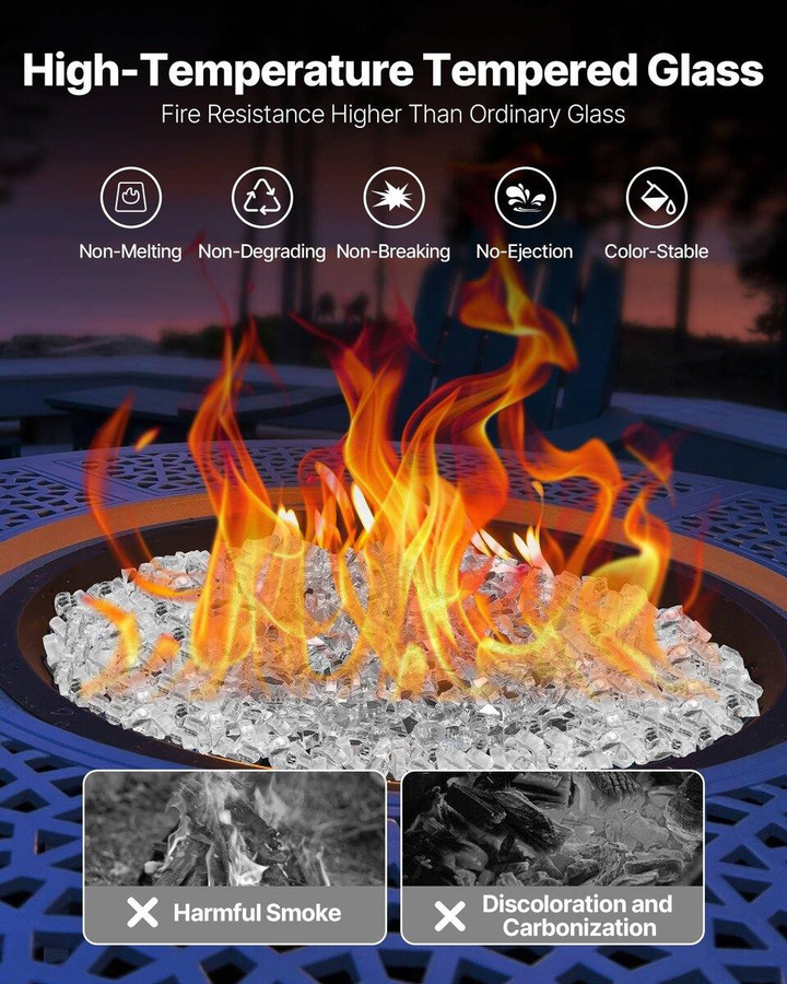 Buying Solutions, MB Kaminglassteine aus gehärtetem Feuerglas für Feuertische, transparent, 1/2 Zoll, 4,54 kg - Bild 3