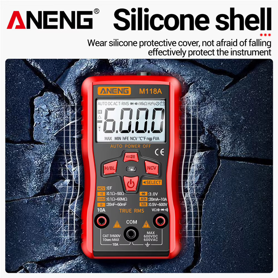 ANENG M118A Mini-Digitalmultimeter in Rot mit 6000 Zählungen TRMS als Voltmeter, Amperemeter, Ohmmeter und Kapazitätsmesser für deine DIY-Elektrikreparaturen - Bild 2