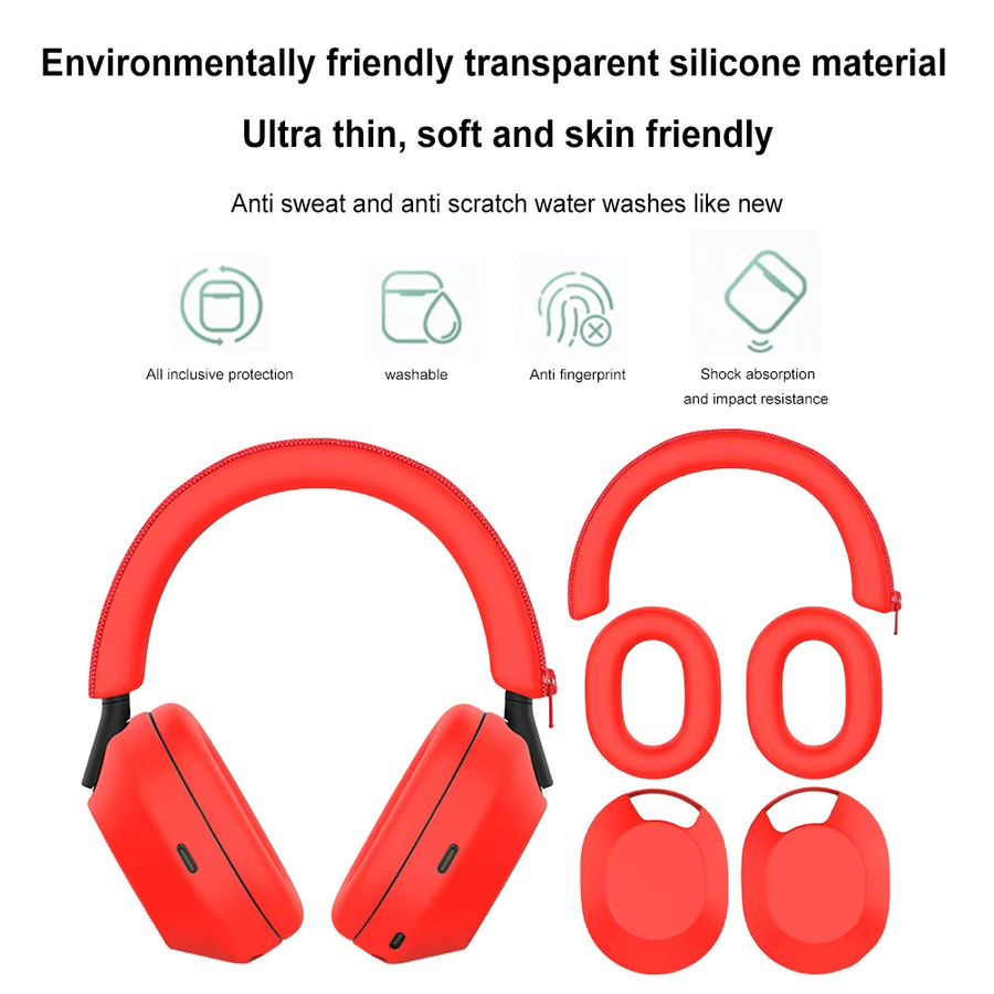 Silikon Schutzhülle für Sony WH-1000XM5 Kopfhörer mit weichen Ohrpolster-Abdeckungen in Weiß - Bild 2