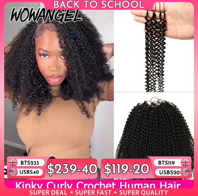 wowangel Afro Kinky Curly Feather Crochet Echthaarverlängerungen, Damen - Bild 1