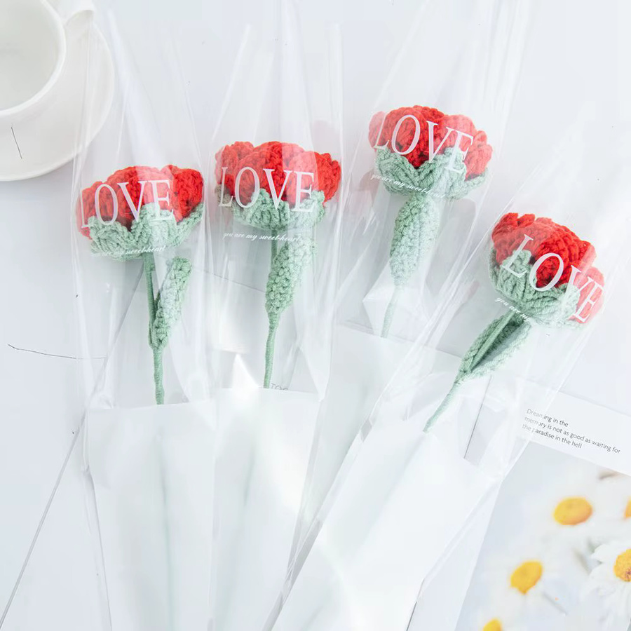 ZQCY Handgemachte Häkelrose aus Textil in Rot für Dekoration und DIY-Projekte - Bild 4