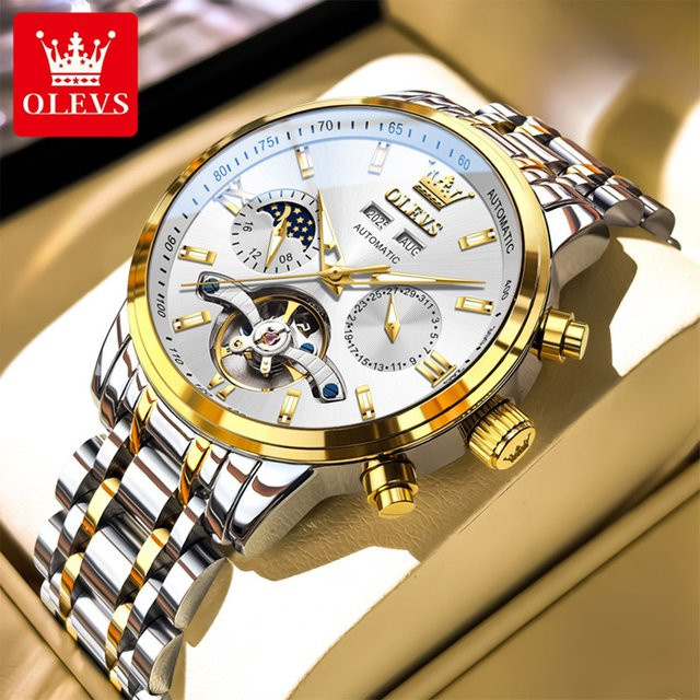 OLEVS Armbanduhr, Quarz, Edelstahl, Silber, Herren - Bild 1