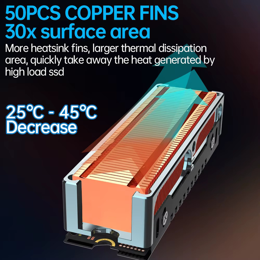 JEYI M.2 2280 SSD Kühlkörper Set, 50 Stück passive Aluminium-Kühlrippen für NVMe/M.2, Silber - Bild 1