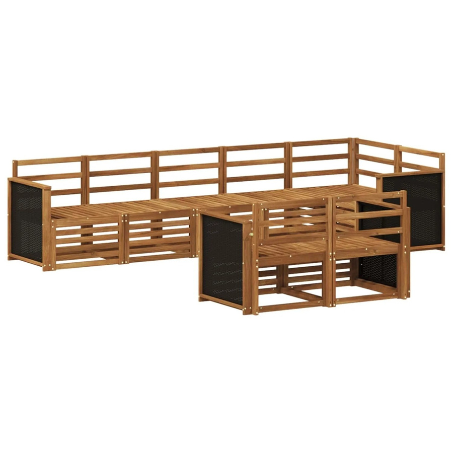 vidaXL Sofagarnitur aus Massivholz Akazie in Braun mit modernem Latten-Design und lackierter Oberfläche - Bild 2