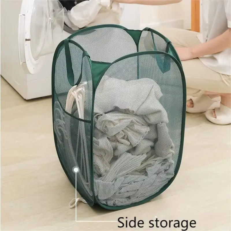 Faltbarer Badezimmer-Aufbewahrungskorb aus Netzstoff in Grau für Dusche und Wäsche - Bild 2