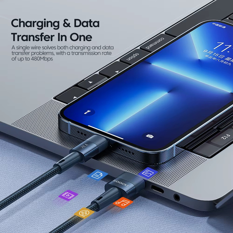 Toocki USB-A auf Lightning Schnellladekabel für iOS Geräte in Schwarz - Bild 5