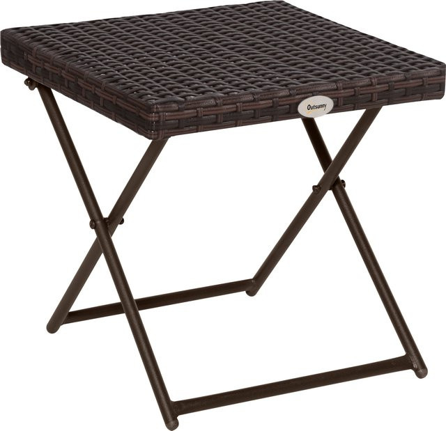 Outsunny Klappbarer Beistelltisch aus Polyrattan und Metall in Braun, B/T/H: 40 x 40 x 40 cm - Bild 1