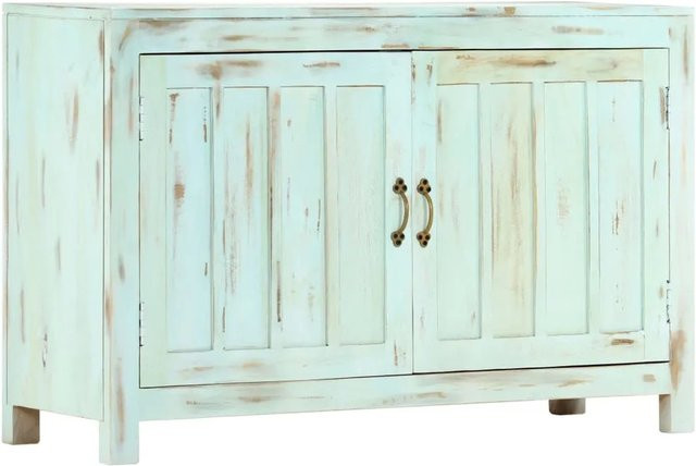 vidaXL Sideboard aus Massivholz Mango in Hellblau, Retro-Design, B/T/H: 110 x 35 x 70 cm - Bild 1