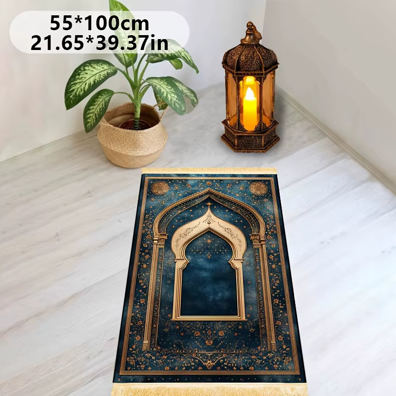 VIKAMA Islamische Gebetsmatte im orientalischen Luxus-Stil, Blau, Rechteckig - Bild 3
