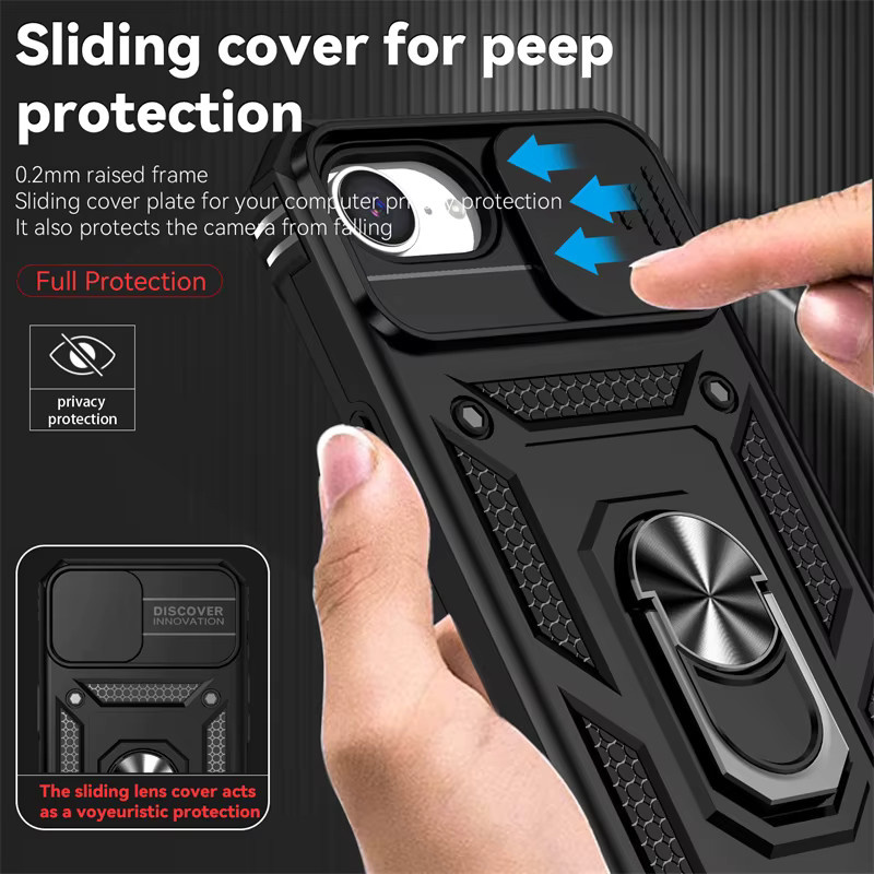 Stoßfeste Schutzhülle für iPhone 16e mit Kamera-Objektivschutz und Slide-Funktion in Schwarz oder Blau - Bild 3