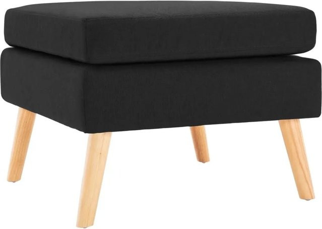 vidaXL Fußhocker Schwarz aus Stoff mit Holzgestell B/T/H: 54,0 x 43,5 x 43,5 cm - Bild 1