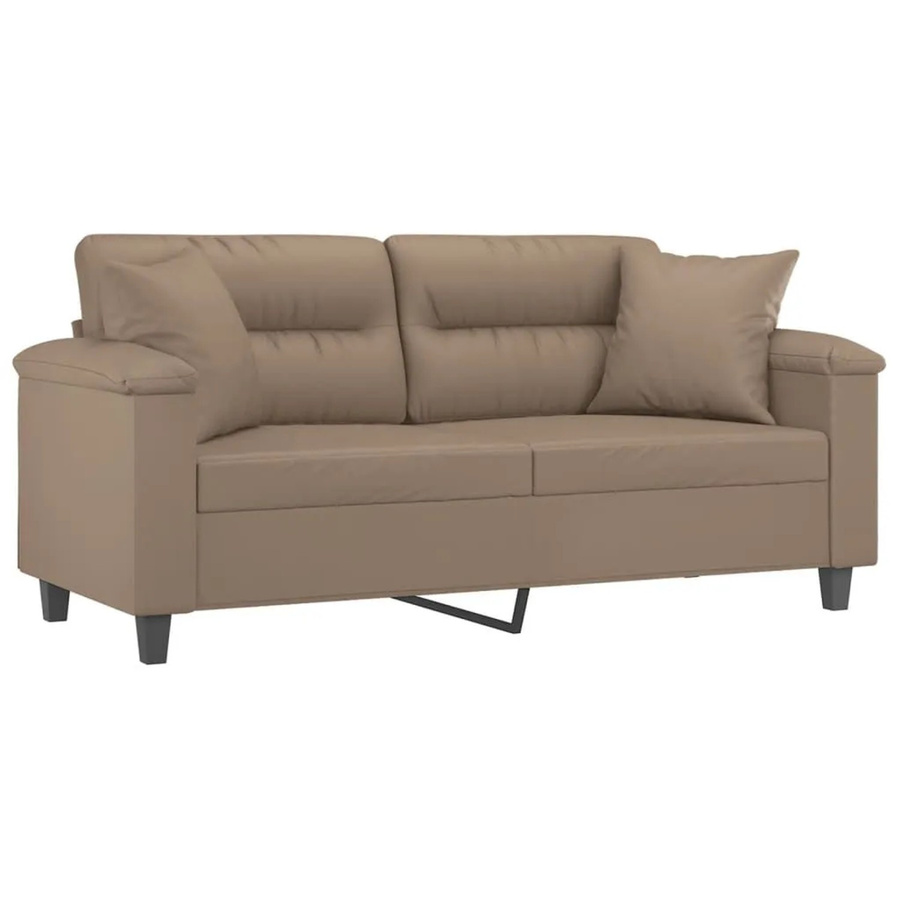 vidaXL 2-Sitzer-Sofa in Braun mit Zierkissen aus Kunstleder und Metallrahmen für dein Wohnzimmer - Bild 2