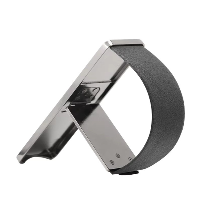 WSSHE Leder-Handy-Fingergriffband mit Metall-Handyhalter, teleskopischer selbstklebender Handy-Ständer für Smartphones in Schwarz oder Braun - Bild 5
