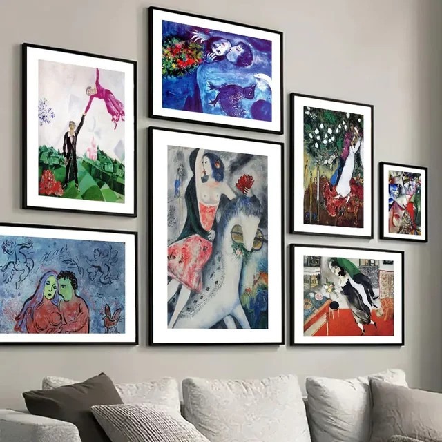 Abstrakte Wandkunst Marc Chagall Surrealismus Leinwandplakat von JKPICTURE in Mehrfarbig - Bild 1