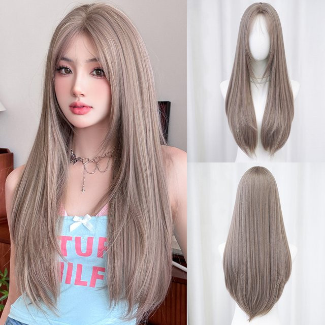7JHH WIGS Perücke, lila-braun, lang, gerade, Damen, synthetisch - Bild 1