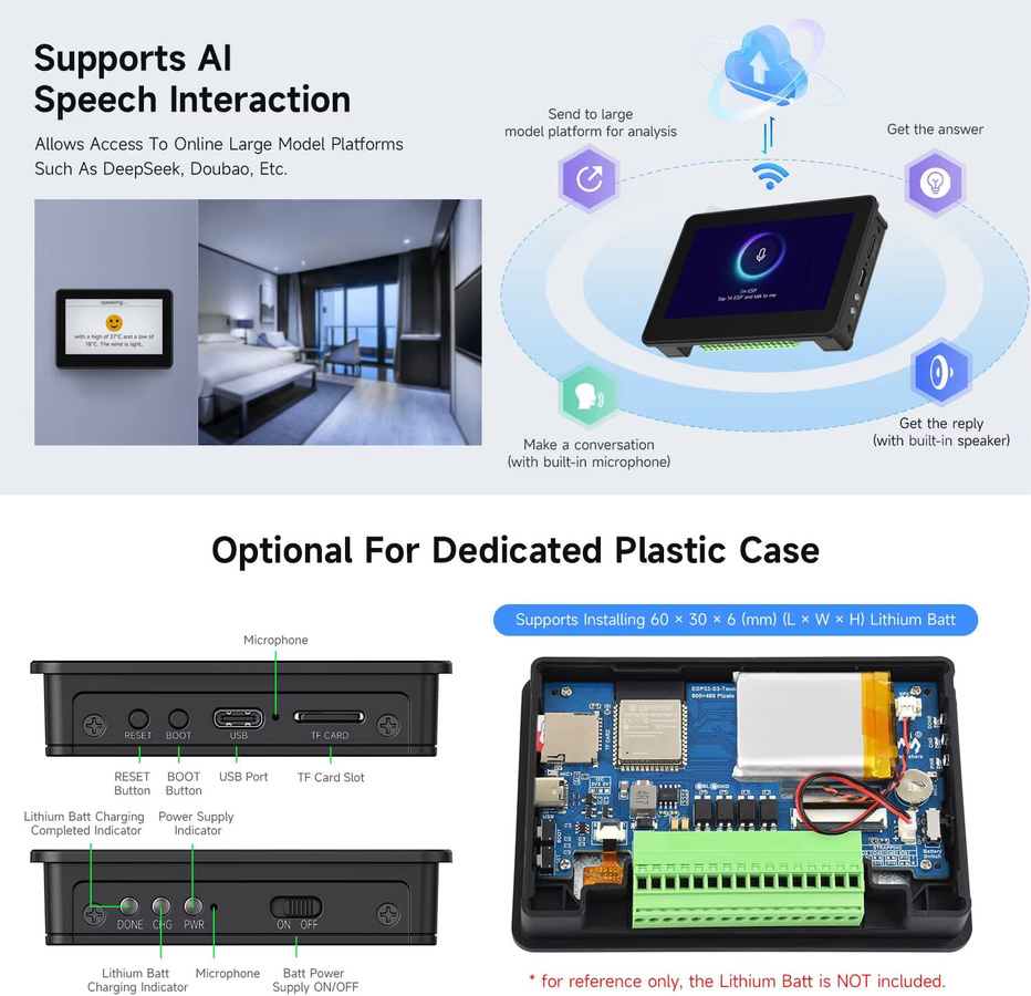 Waveshare ESP32-S3 Entwicklungsboard mit 4,3 Zoll IPS Touchscreen Display in Schwarz, 800x480 Pixel, 8MB PSRAM, Wi-Fi und Bluetooth für LVGL GUI, Arduino IDE und ESP-IDF - Bild 5