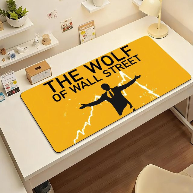 Mauspad The Wolf Of Wall Street Design für Computer und Laptop, rutschfeste Schreibtischmatte aus Gummi, B/B: 60 x 30 cm, Farbe: Gelb - Bild 1