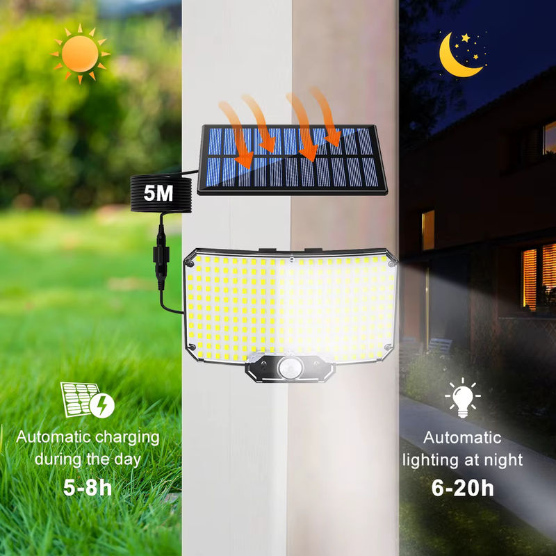 LED Solar-Flutlicht mit Bewegungsmelder für den Außenbereich, wasserdichte Solar-Wandleuchte für Garten und Sicherheit, Farbe: Weiß - Bild 3