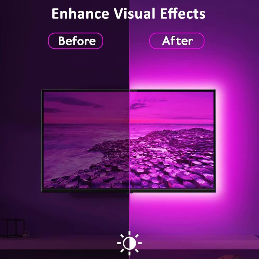 Mikenoon RGB 5050 LED-Streifen mit Musik-Synchronisierung für TV-Hintergrundbeleuchtung und Dekoration, Multicolour, 30 LEDs/m - Bild 3