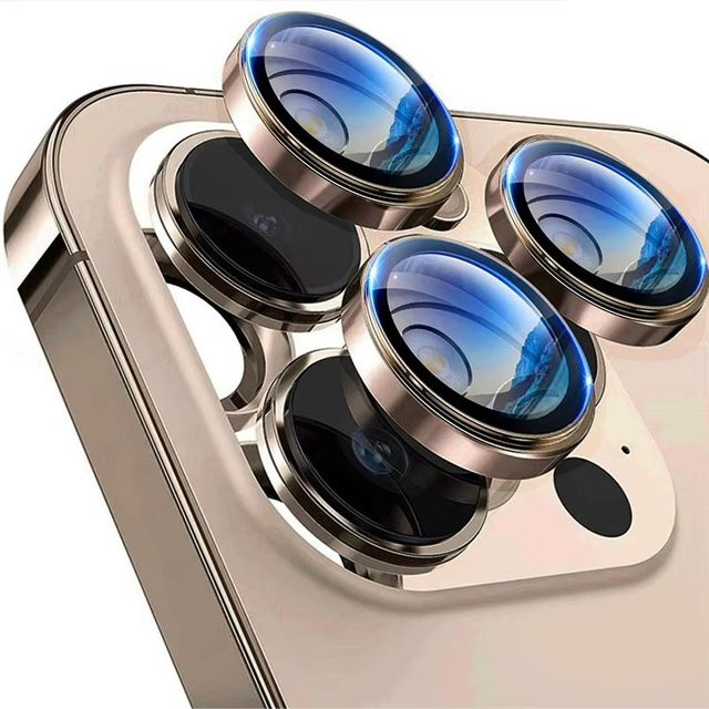 VORTNGLE 3er Set Kamera-Displayschutzfolie aus gehärtetem Glas mit Metallring in Silber für iPhone 16 15 14 13 Pro Max Plus Mini - Bild 1