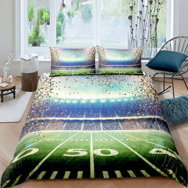 Lodestar Bettwäscheset Fußballfeld Design in Grün, Bettbezug und Kissenbezug aus Polyester, B/H: 135 x 200 cm - Bild 1