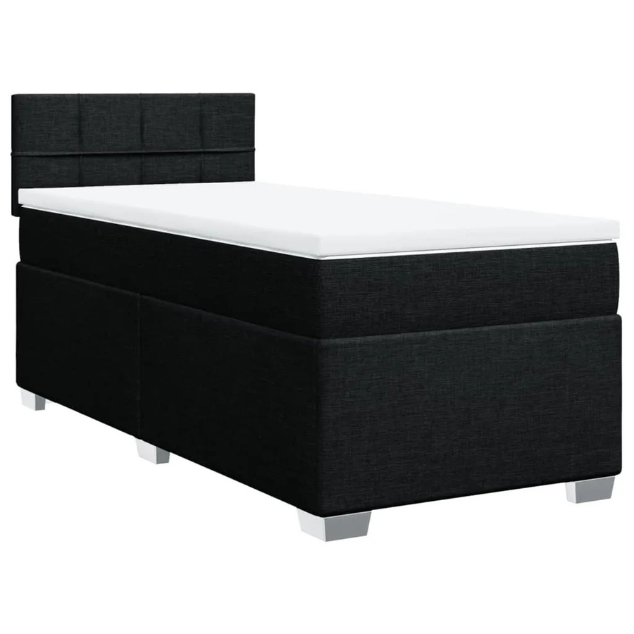 vidaXL Boxspringbett Hybrid mit Matratze und Taschenfederkern in Schwarz, B/T/H: 100 x 200 x 100,5 cm - Bild 2