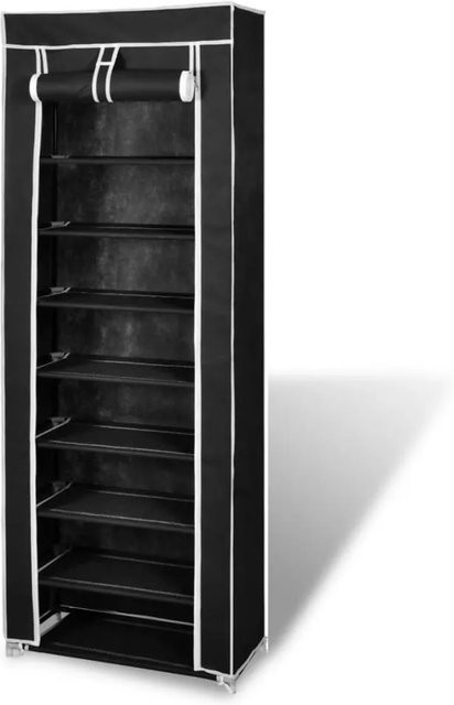 vidaXL Schuhschrank mit 8 Schichten in Schwarz, B/T/H: 57 x 29 x 162 cm - Bild 1