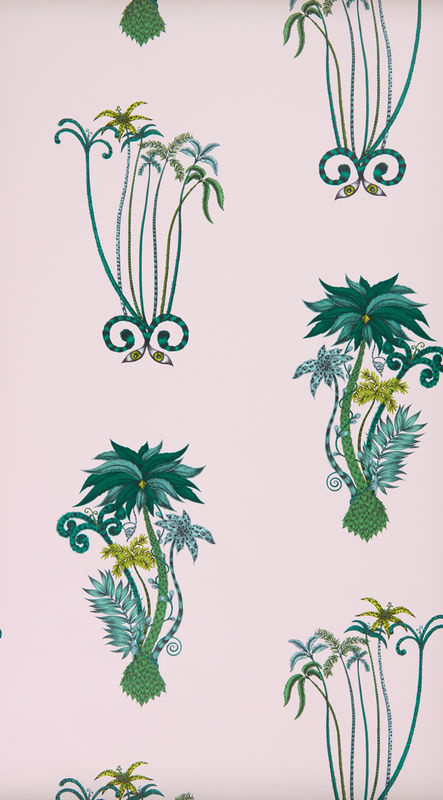 Clarke & Clarke Tapete Jungle Palms in Pink und Weiß mit botanischem Floral-Design aus Vlies - Bild 3