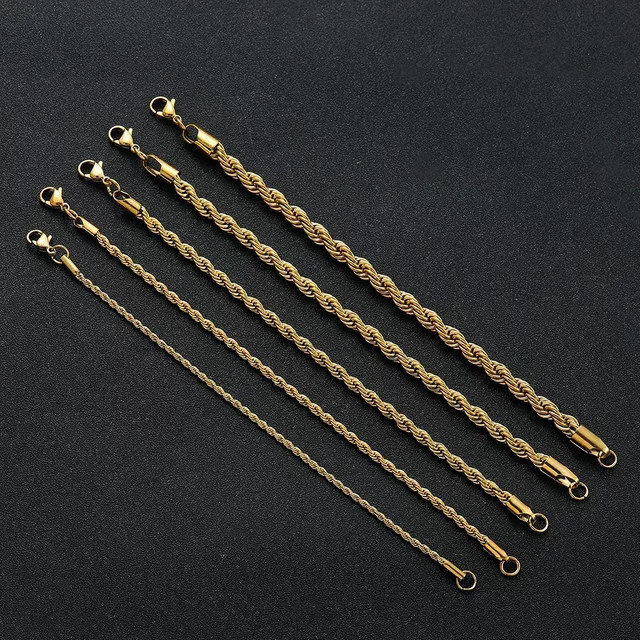 DAIPAN Armband Edelstahl, Gold, Twisted Seil Kette, Unisex - Bild 1