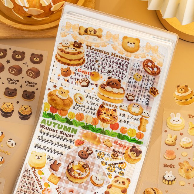 Baking Story Serie Kawaii Cartoon Lebensmittel und Tier Aufkleber, 20 Blatt bunte Scrapbook Sticker für dein DIY Tagebuch und Buch - Bild 1