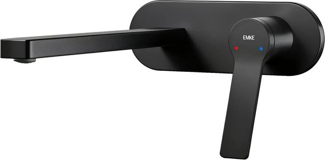 Emke Wand Waschtischarmatur inklusive Grundkörper als Einhebelmischer in Mattschwarz für dein Waschbecken B/H/T: 28,8 x 21,0 x 7,0 cm - Bild 1