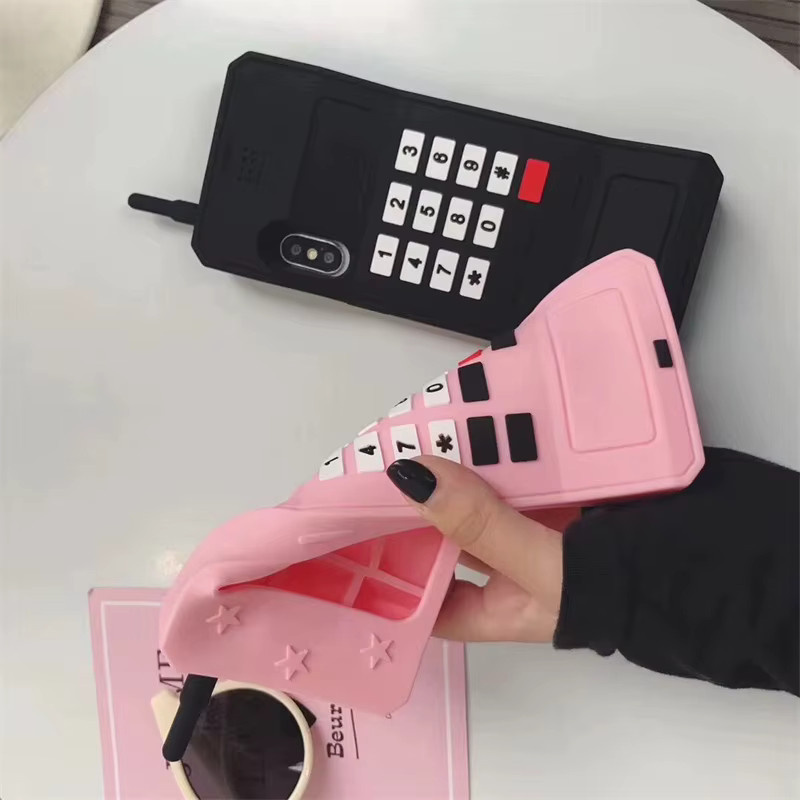 Kawaii Retro Telefon Silikonhülle für dein Apple iPhone in Pink - Bild 2