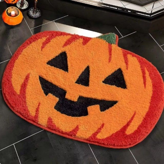 VIAKMA Halloween-Kürbismatte rutschfeste und saugfähige Bodenmatte für Badezimmer und Wohnzimmer - Bild 1